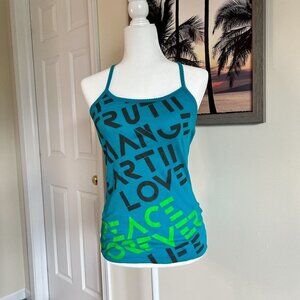 Lilu Graphic Tank | Teal | Racer Back | Size Medium | Cotton/Polyester | Y2K